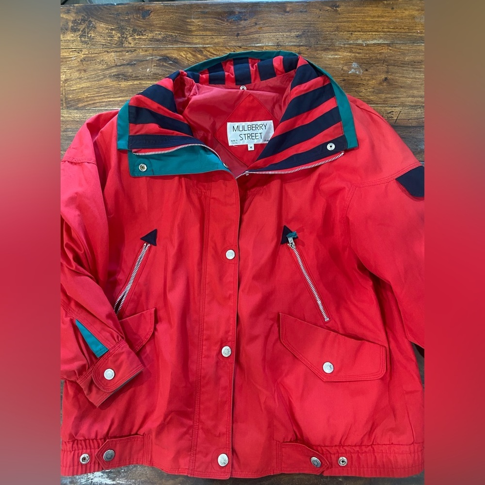 Mulberry Street Unisex Jacket Waterproof Red Zippered Size m‎